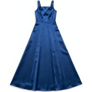 Michaelangelo Women's Size 6 Blue Satin Formal Dress Bridesmaid Prom Gown Long
